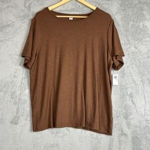 Old Navy Luxe Ribbed T-Shirt XL Brown Short Sleeve Casual Top Capsule NWT